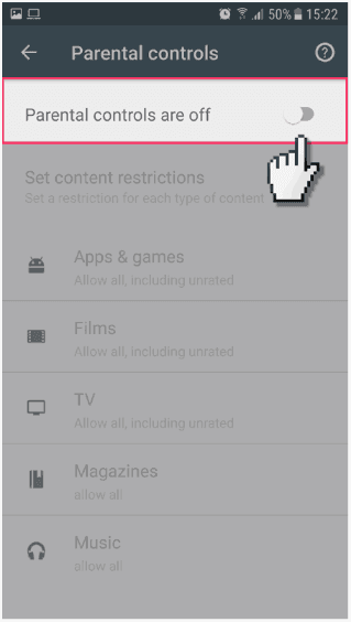 Set up Parental Controls on Google Play