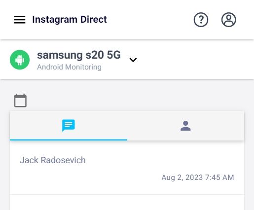 Screenshot of using Eyezy to monitor Instagram Direct