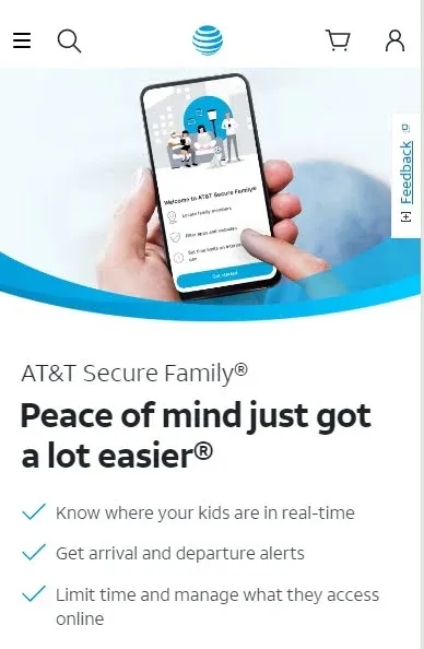 AT&T Secure Family homepage.