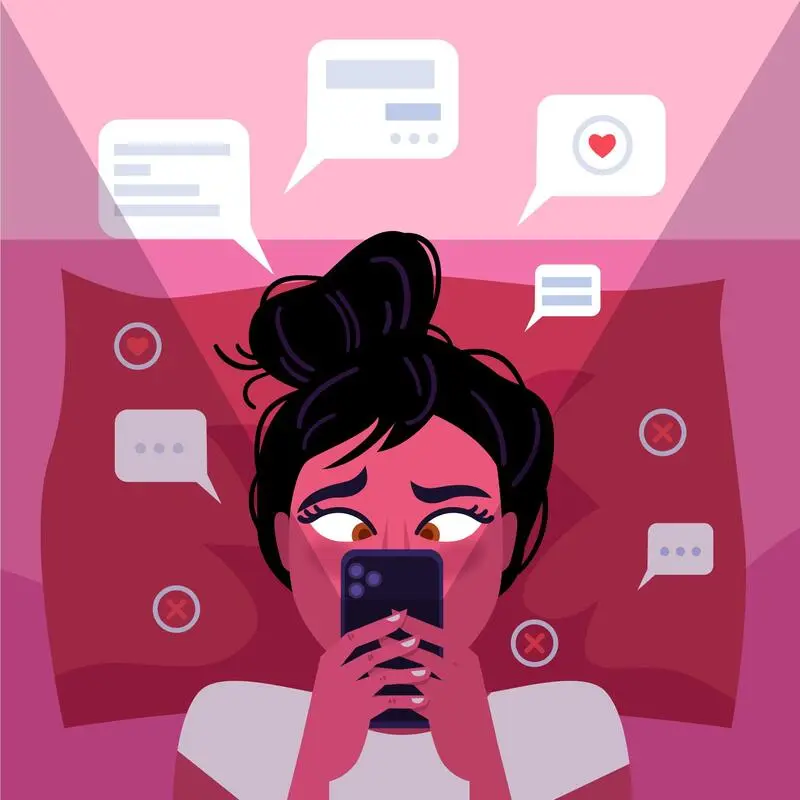 A girl is addicted to social media chatting.