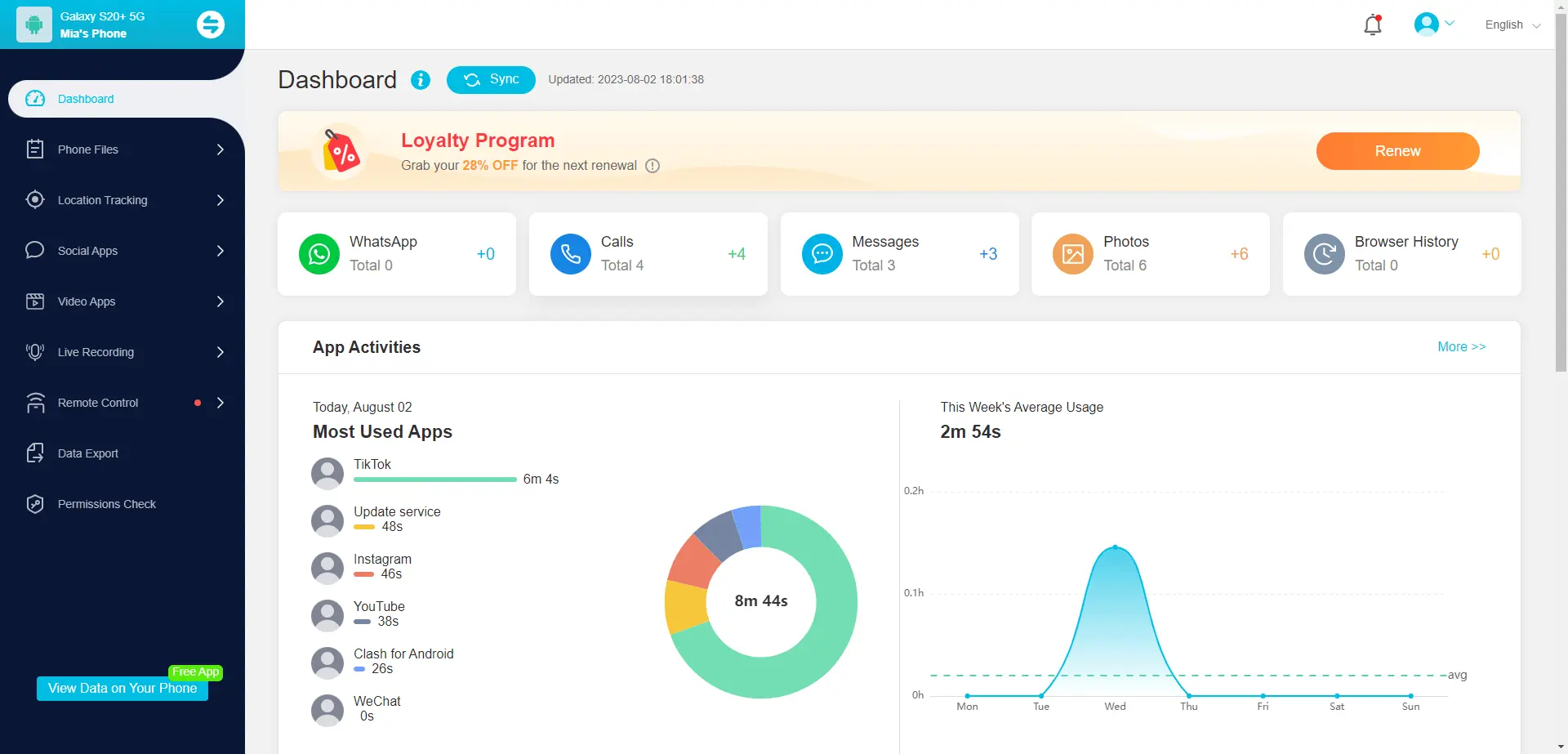 ClevGuard Android dashboard.