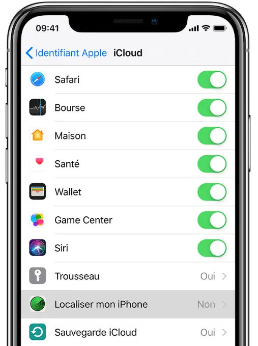
Activer localiser mon iPhone
