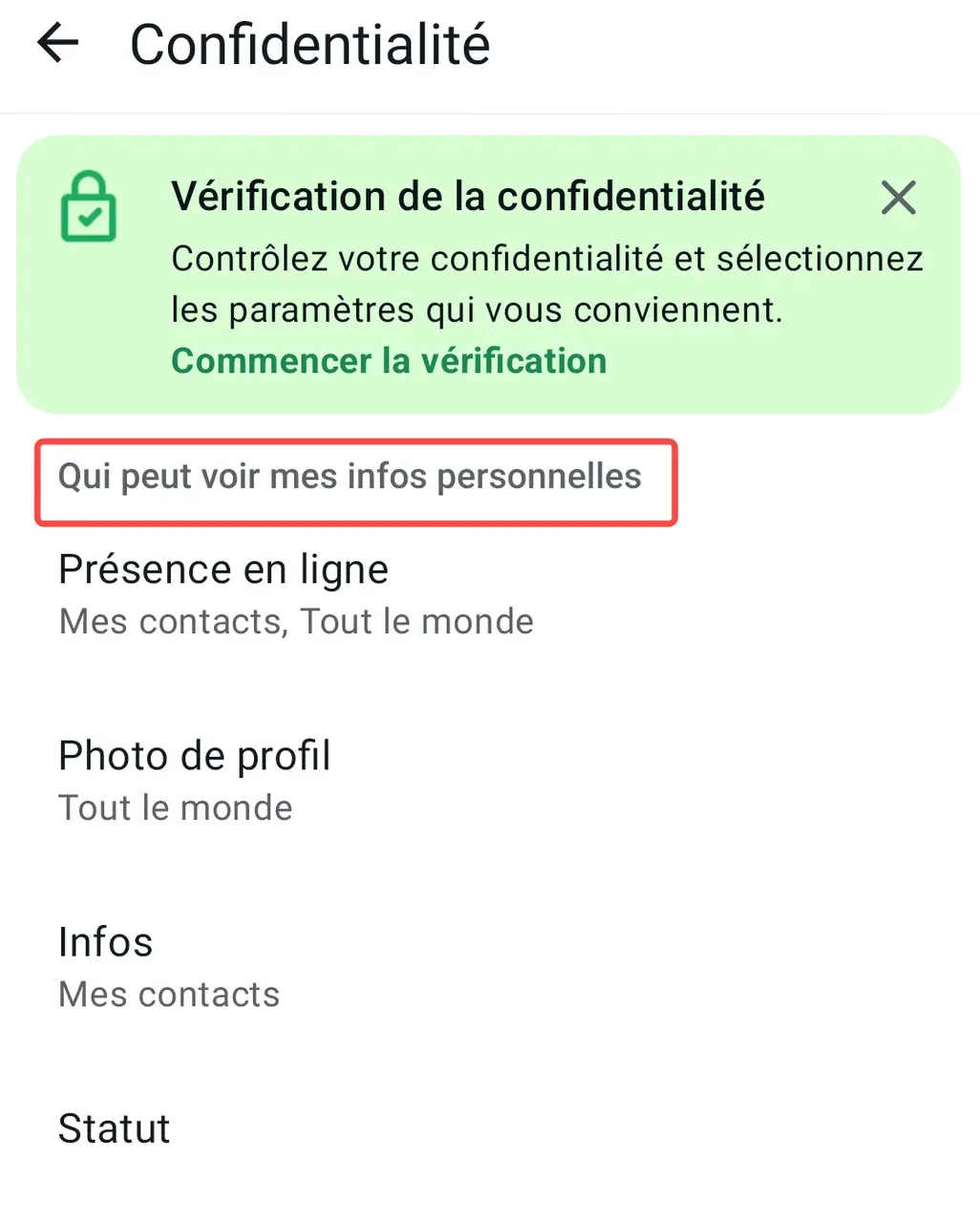 
Configurer les informations personnelles