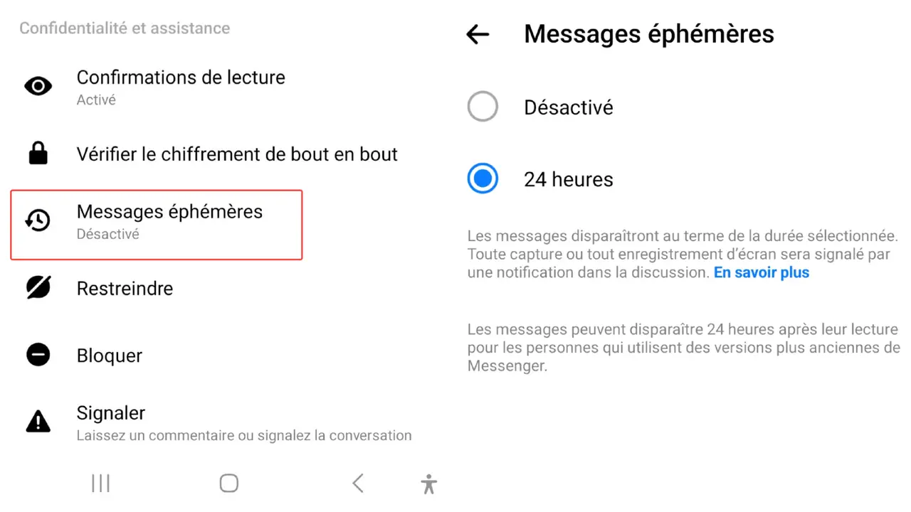 
Configurer les messages qui disparaissent sur Messenger