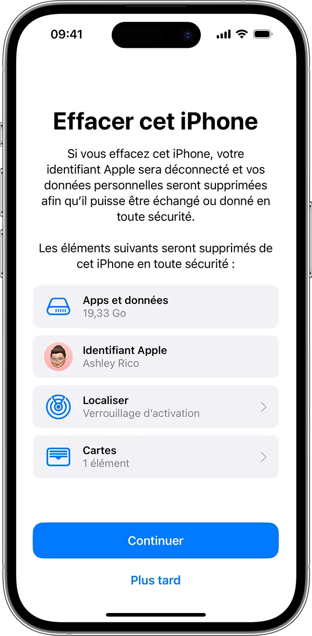 
Effacer les données de cet iPhone