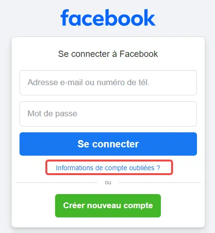 
Facebook compte oublié