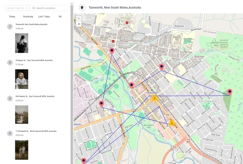 Msafely allows users to View the device's live location with both list and map views.