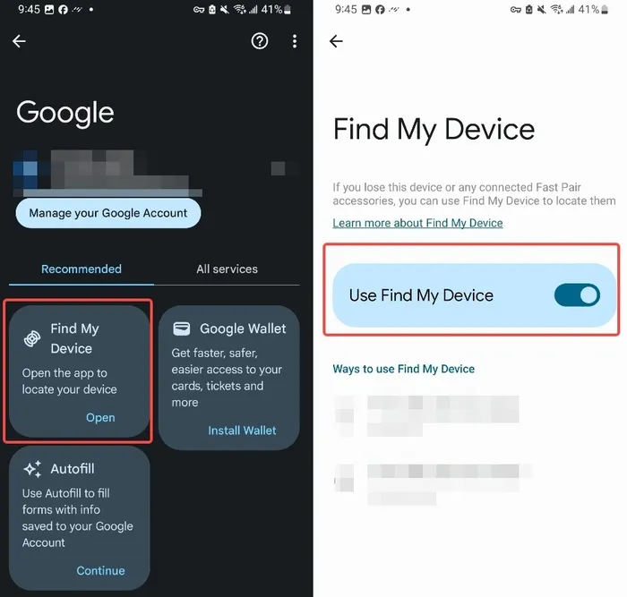 Enable Find My Device in a Samsung phone.