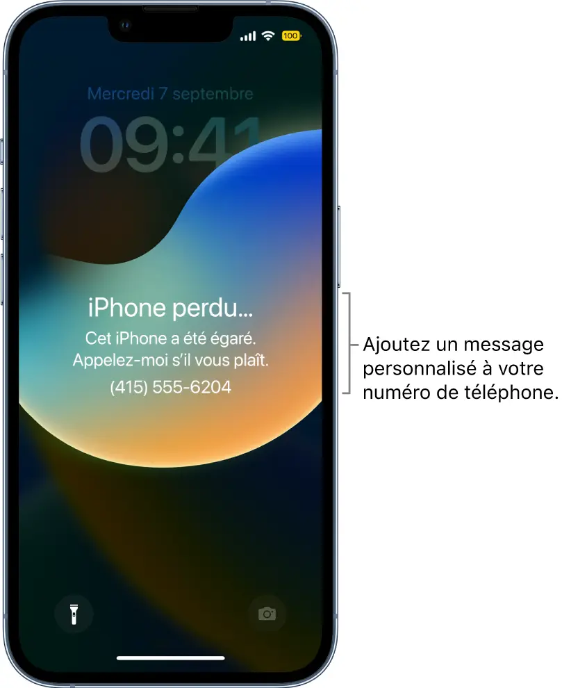 
Un message privé apparaîtra sur l’écran de iPhone perdu