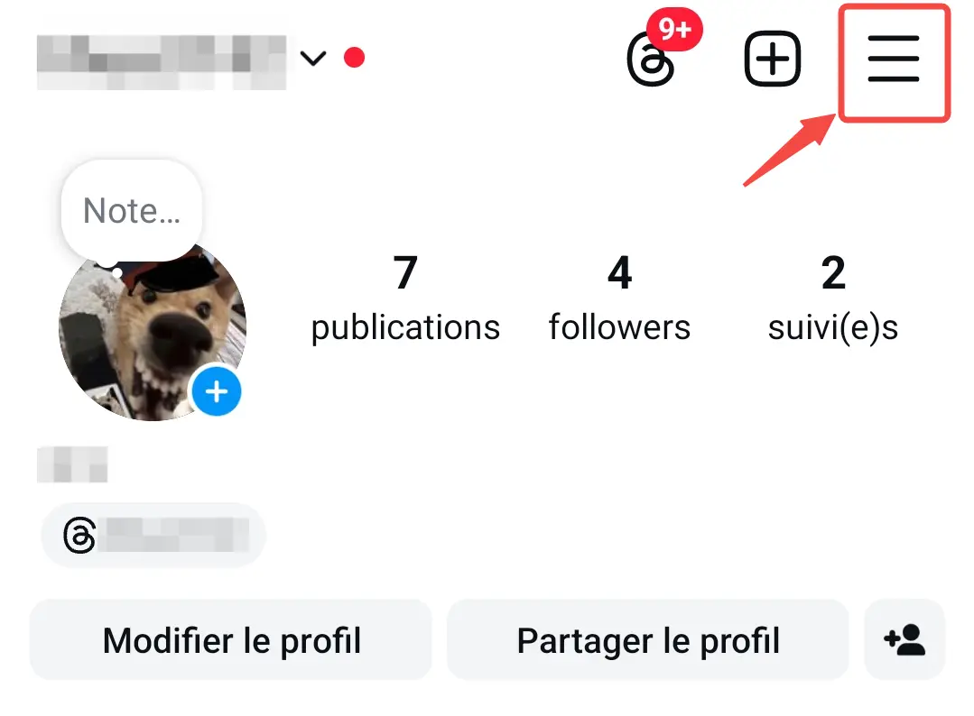 
Accéder aux paramètres Instagram