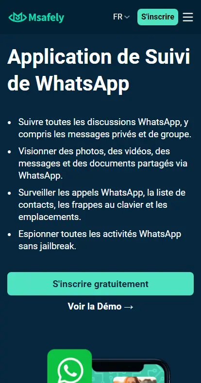 
Apllication de suivi de WhatsApp - Msafely