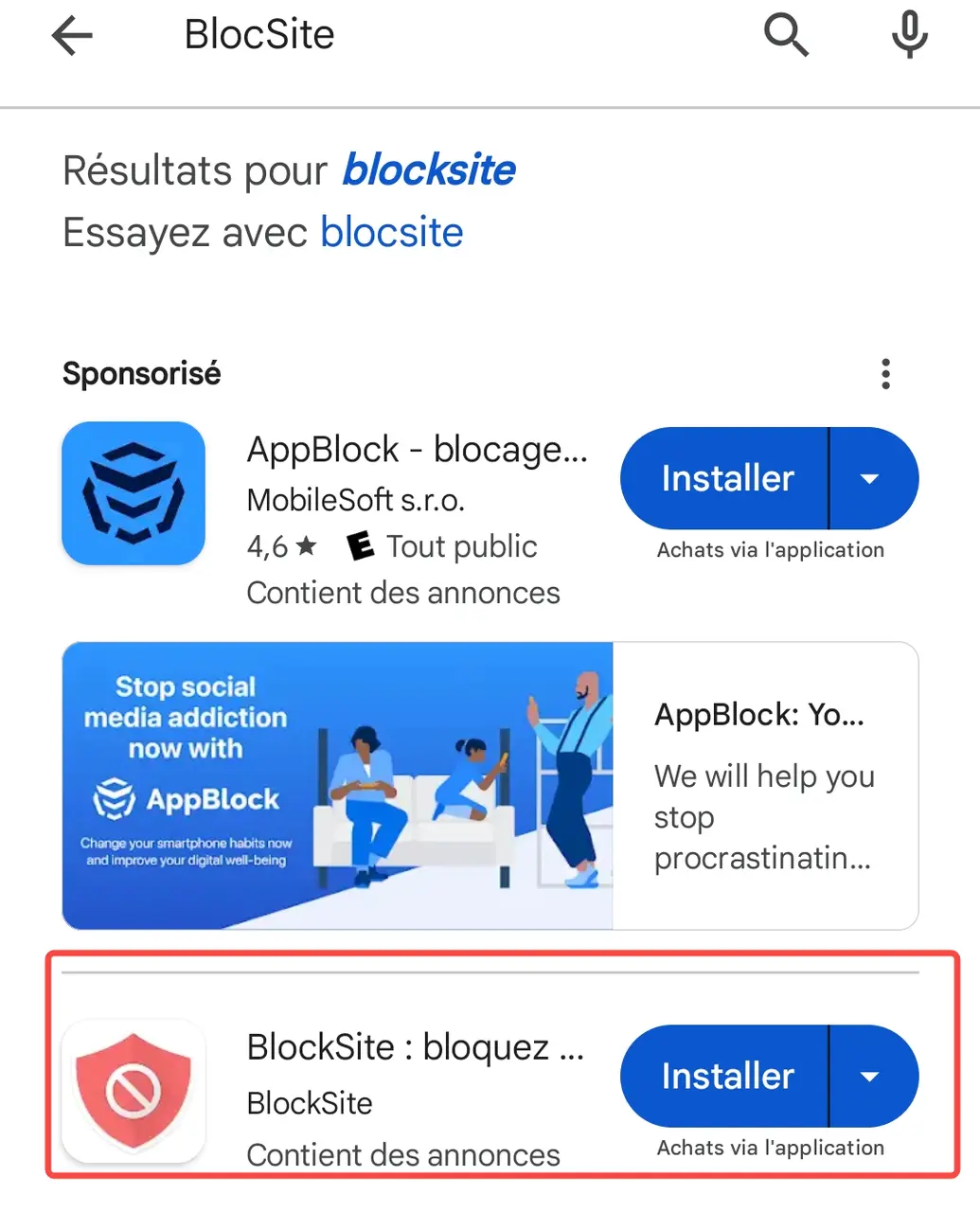 
Installer BlockSite sur Android