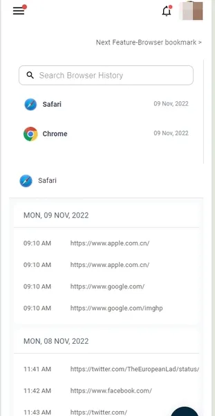 
Browser history on real users' phones as monitored by Msafely.