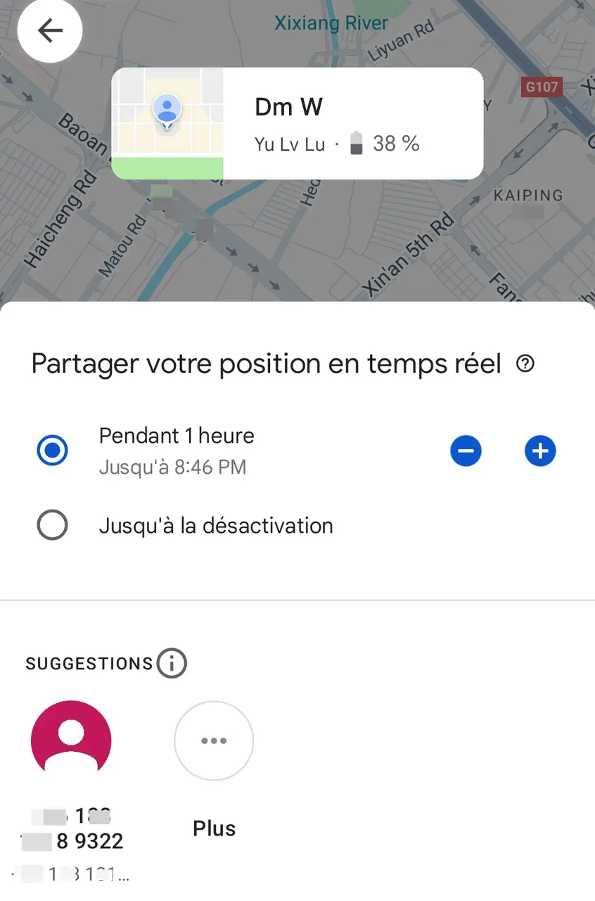 
Partage de la localisation en temps réel dans Google Maps