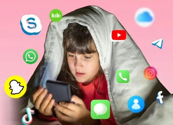 A boy is using social media apps.