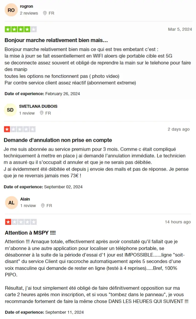 
                Avis des clients sur mSpy