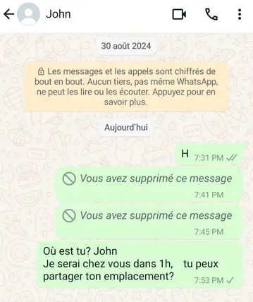 
Demander de localisation WhatsApp