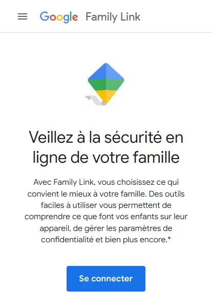 
Le page d'acceil de Family Link