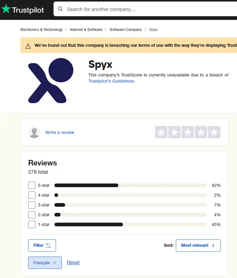 
                Les commentaires sur SpyX sur Trustpilot.