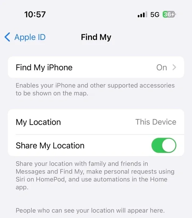 
Steps to turn on Find My iPone.