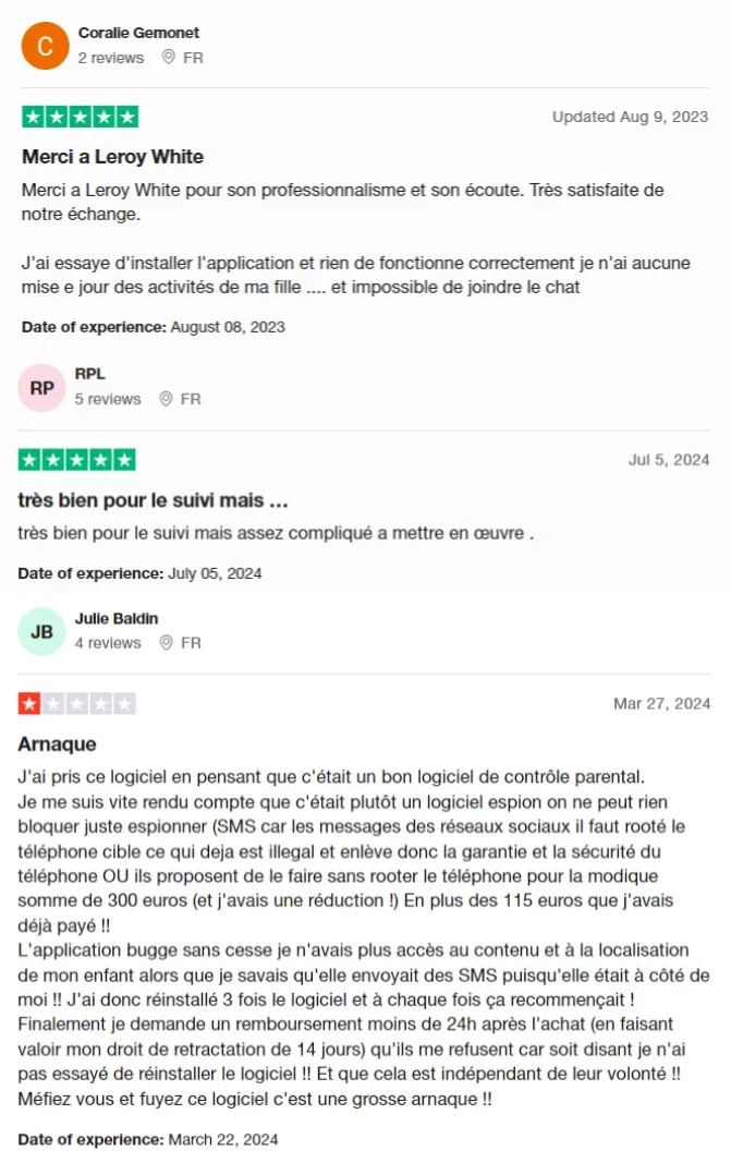 
ELes avis d'utilisateurs d'Eyezy sur Trustpilot.