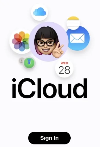 
The interface of iCloud sign in.