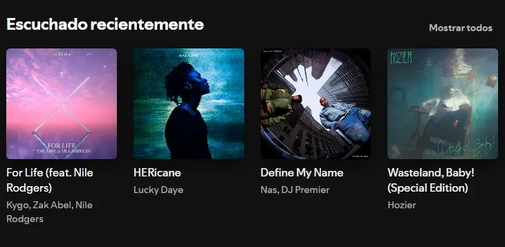 
escuchado recientemente de spotify