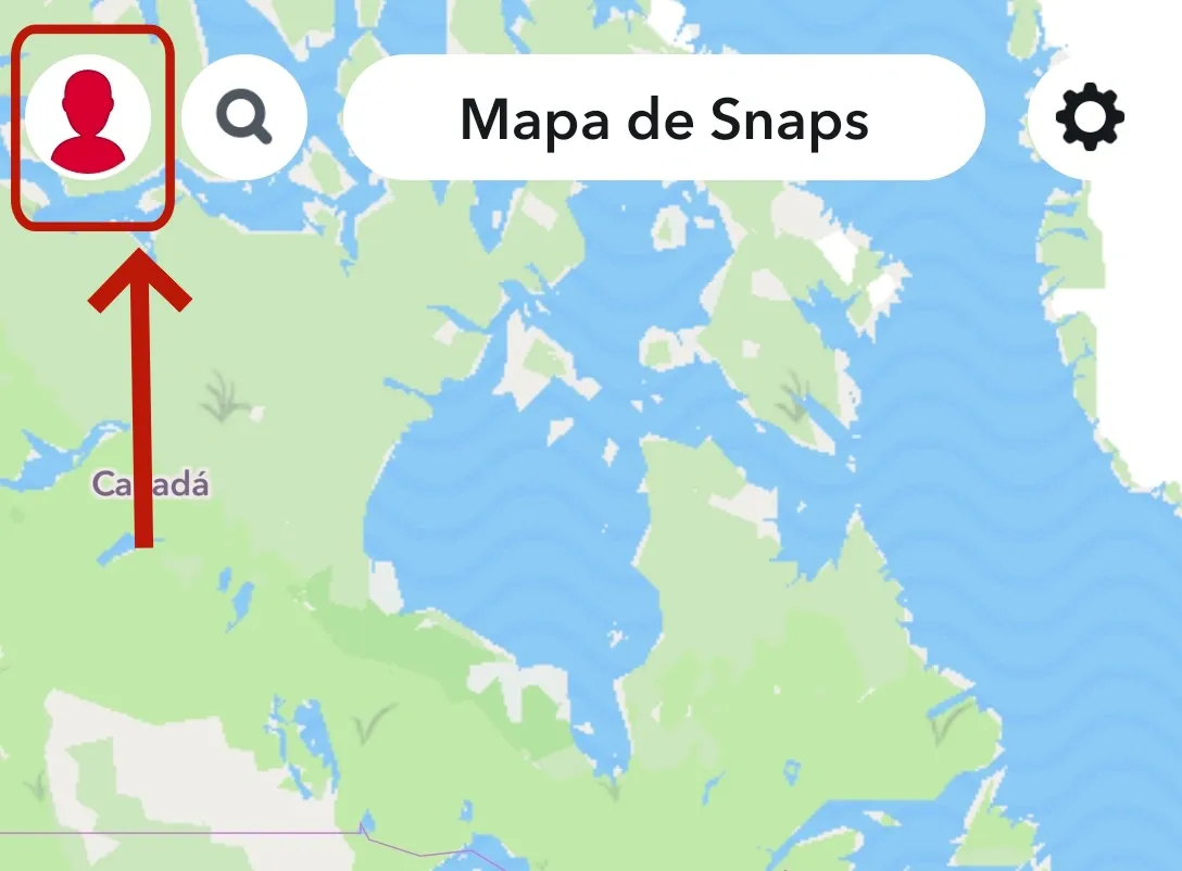 
perfil de Snapchat y el ícono en la parte superior izquierda