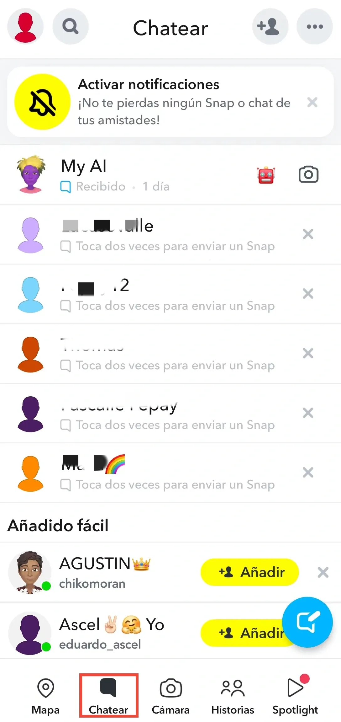 
chatear snapchat