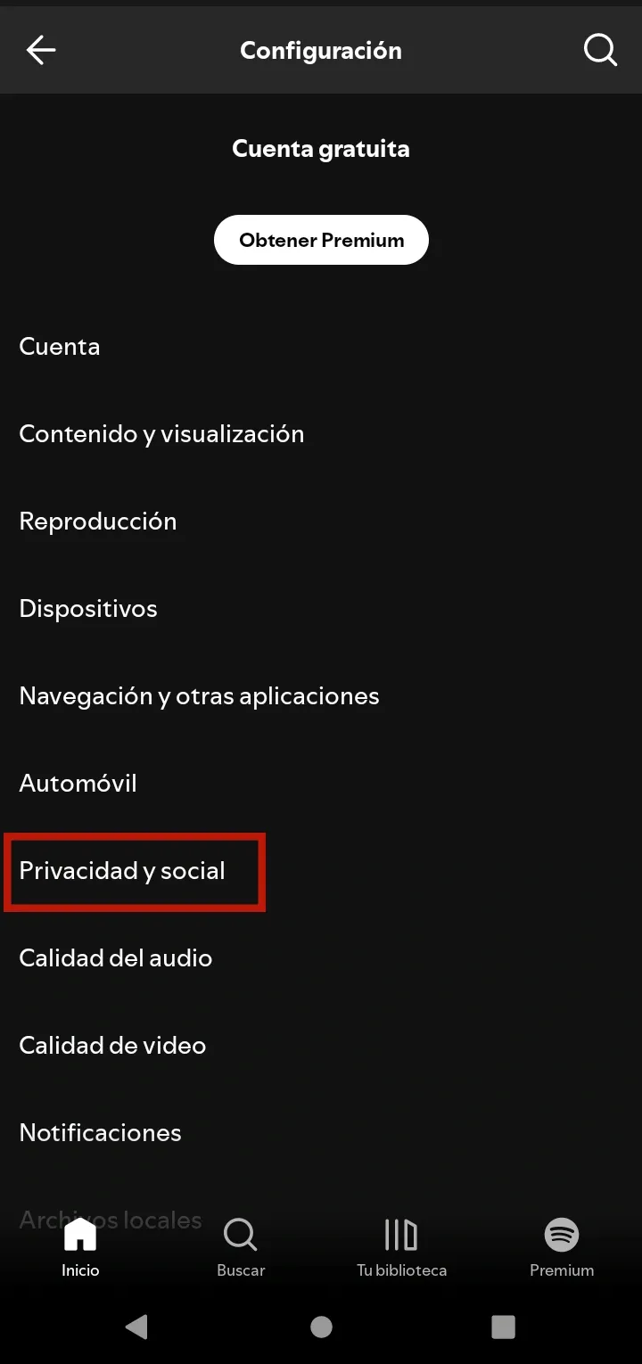 
Privacidad y social en spotify