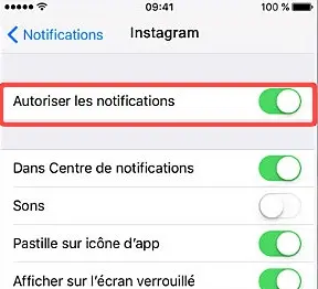 
Autoriser les notifications d'Instagram