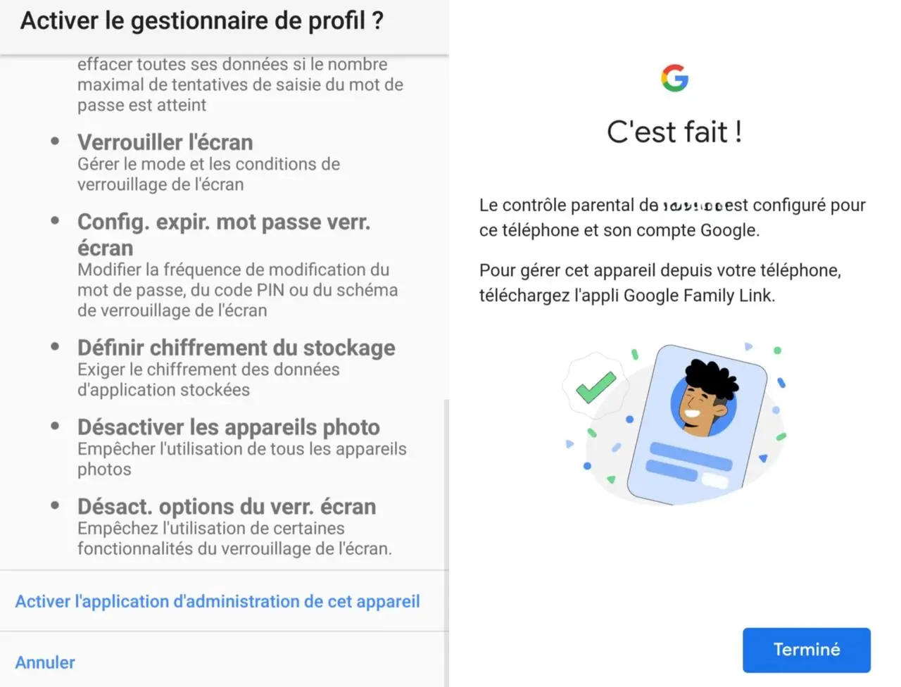 
Activer le gestionnaire de profil