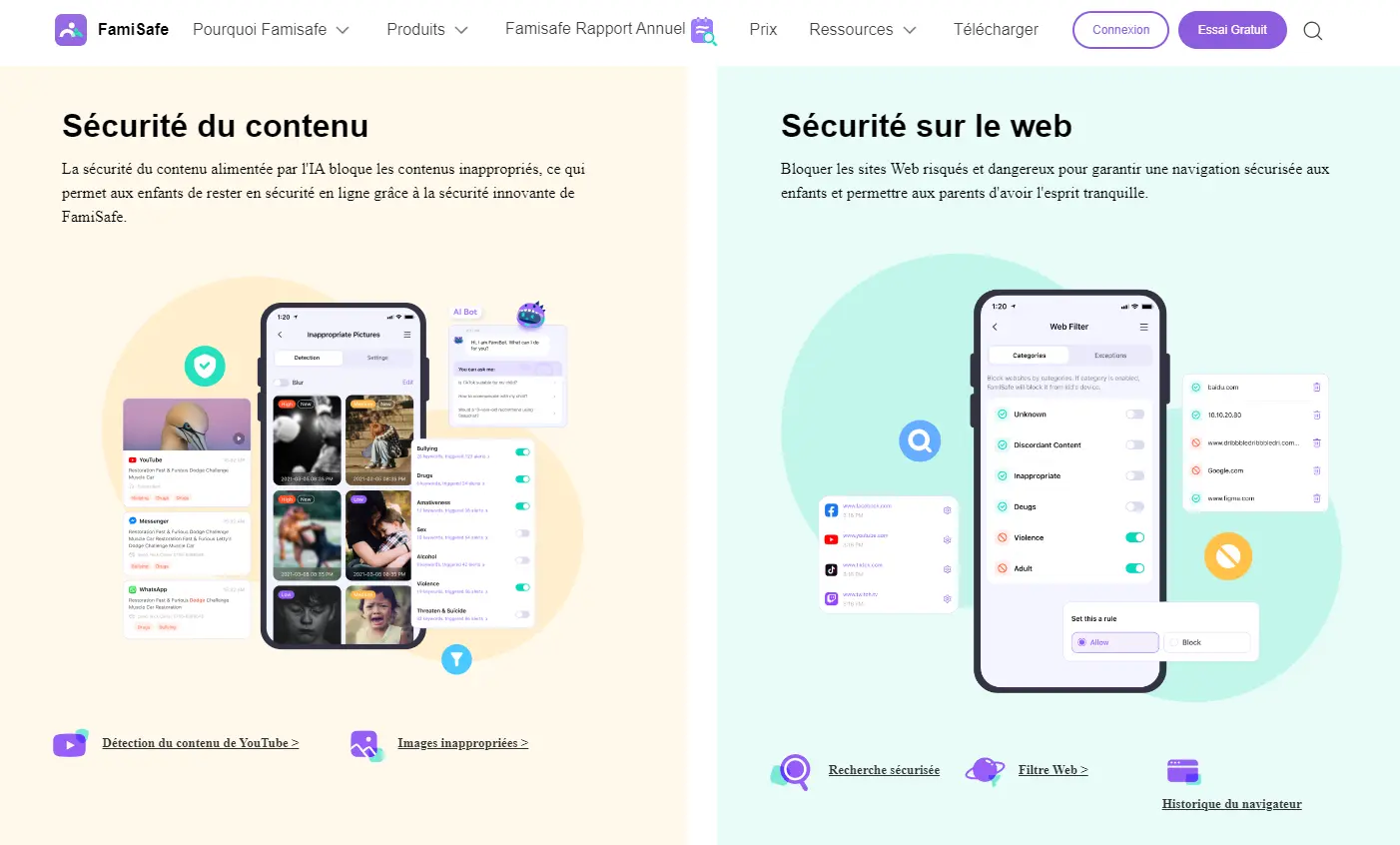 
                                        FamiSafe filtre du contenu web.