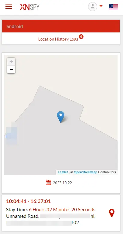 
                Location tracked by XNSPY from actual users'phone.