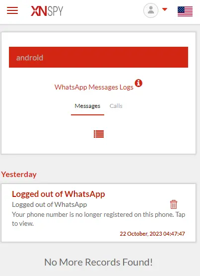 
                WhatsApp monitored by XNSPY from actual users'phone.