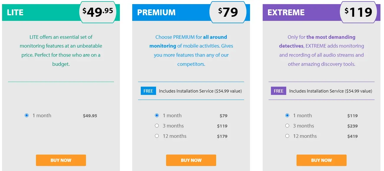 Check Flexispy price plan.