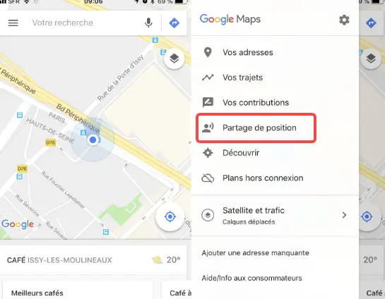 Google Maps : Partage de localisation