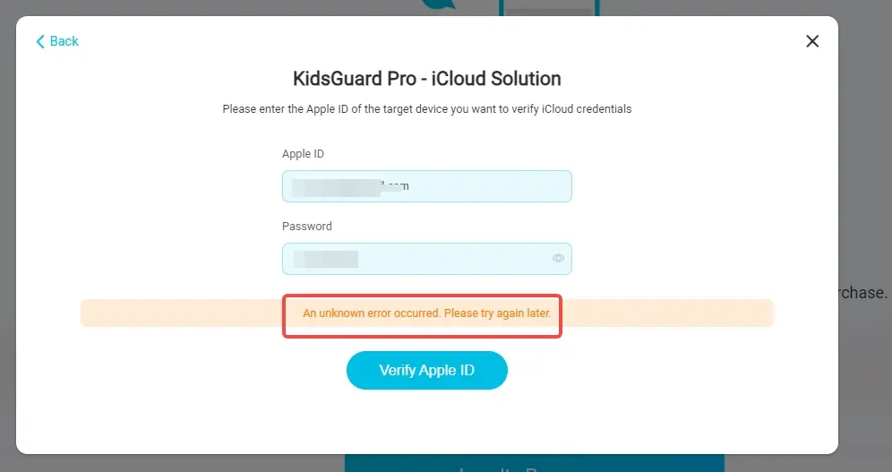 La solution icloud KidsGuard Pro ne fonctionne pas.