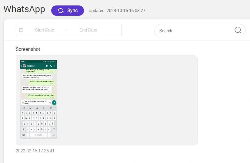 screenshot of MoniMaster whatsapp feature.