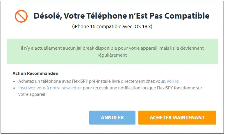 Vérifier la compatibilité de l'appareil cible