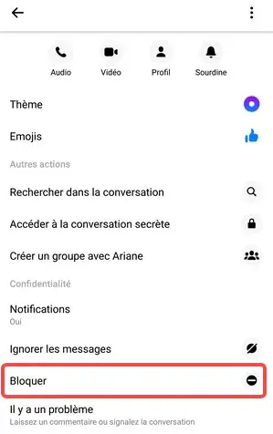 
Bloquer quelqu'un sur Messenger