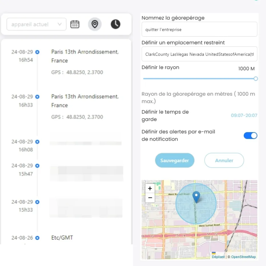 Msafely surveille les localisations et définit le géofencing