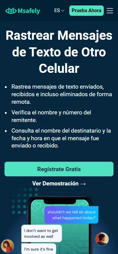 Página de Msafely de rastreo de mensajes de texto.