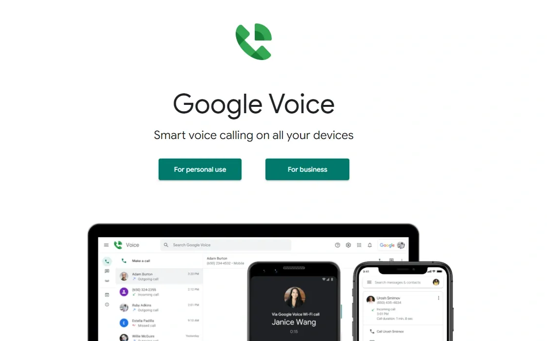 Captura de pantalla de Google Voice.