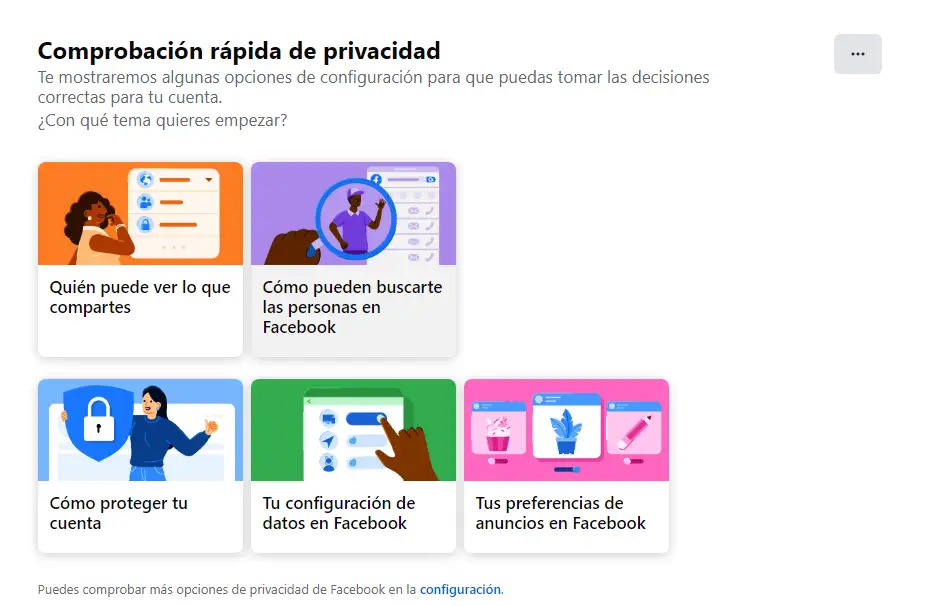 Comprobación rápida de privacidad de Facebook.