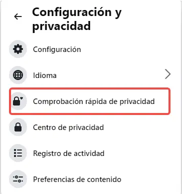 Comprobación rápida de privacidad.