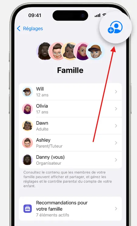 étape deux de configurer le partage familial