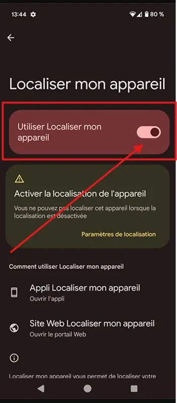 Étapes pour utiliser Localiser mon appareil