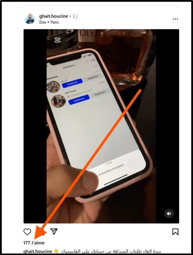Voir les likes sur la publication Instagram
