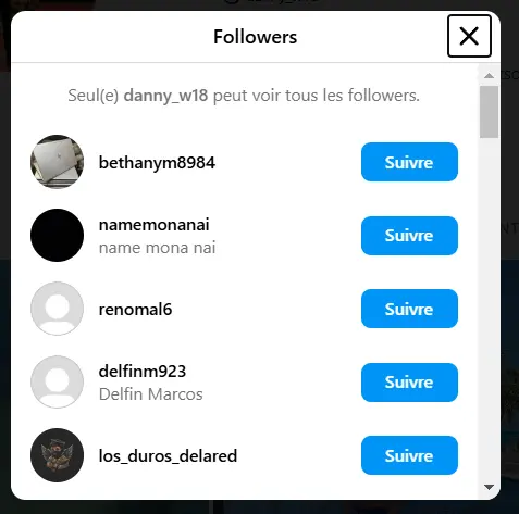 Voir les followers Instagram